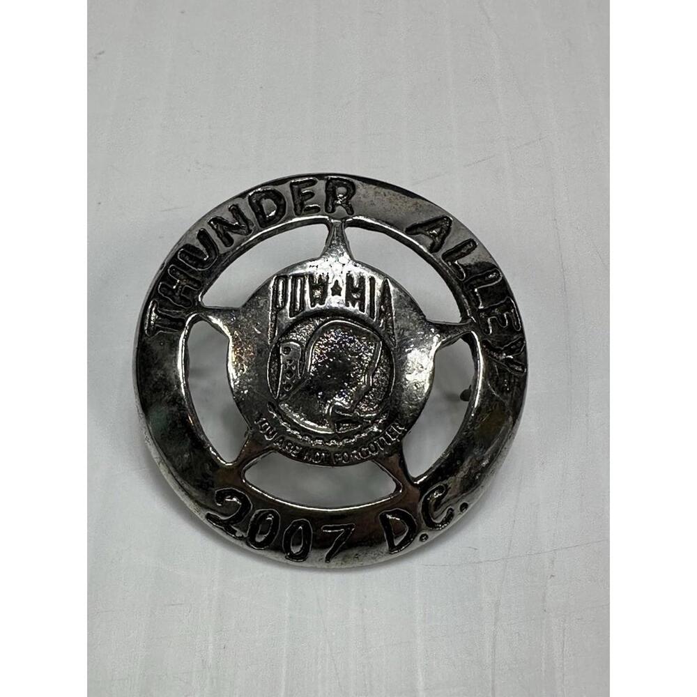 BIKER PIN Thunder Alley 2007 Badge Washington DC POW MIA You Are Not Forgotten